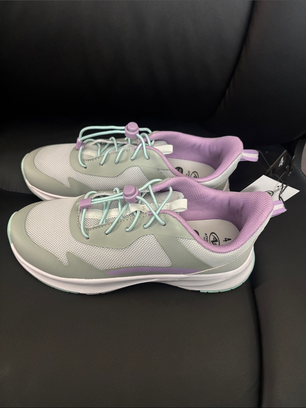 Athletic Works Girls Lavender and Mint Lace-Free Sneakers